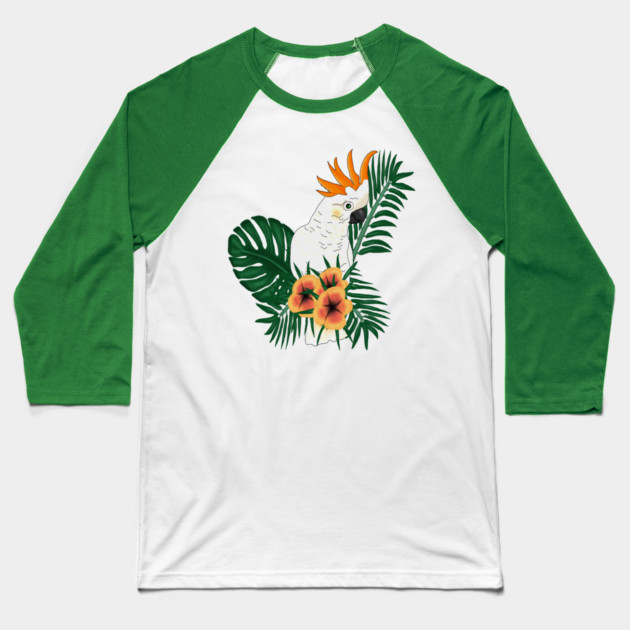 Parrot White Orange Baseball T-Shirt by logiamerch