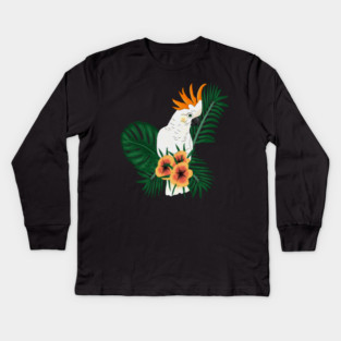 Parrot White Orange Kids Long Sleeve T-Shirt
