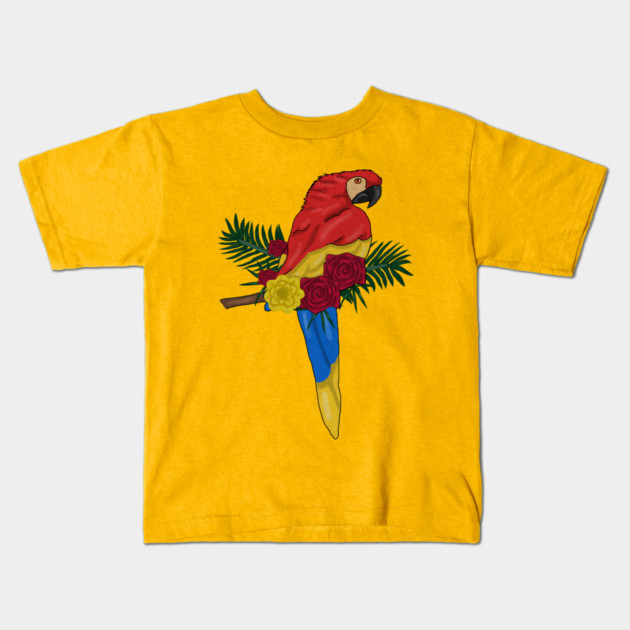 Parrot Floral Kids T-Shirt by logiamerch