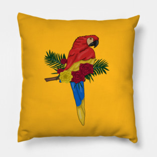 Parrot Floral Pillow