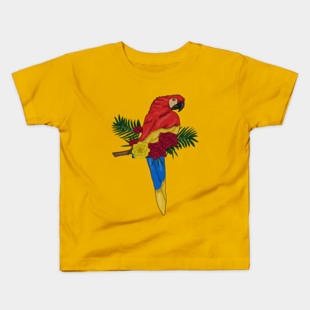 Parrot Floral Kids T-Shirt by logiamerch