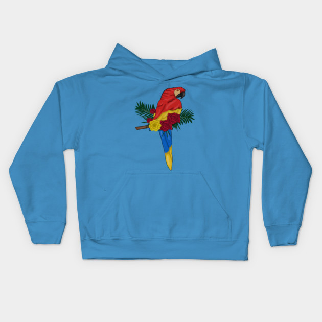 Parrot Floral Kids Hoodie by logiamerch