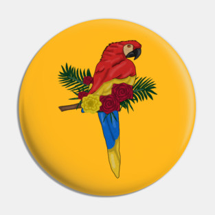 Parrot Floral Pin