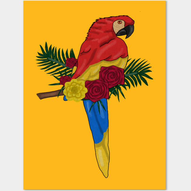 Parrot Floral Wall Art by logiamerch