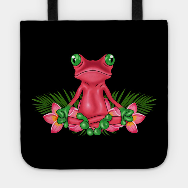 Tropical Frog Meditating Tote by logiamerch