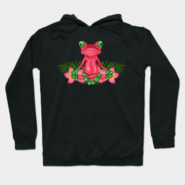 Tropical Frog Meditating Hoodie by logiamerch