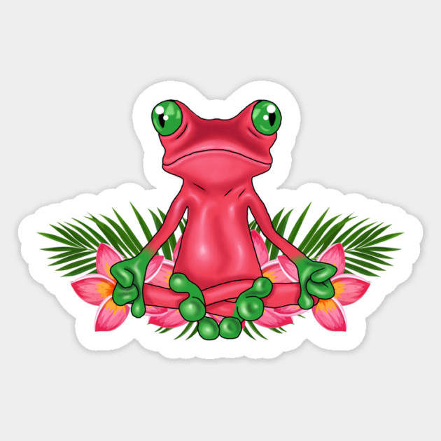 Tropical Frog Meditating Sticker by logiamerch