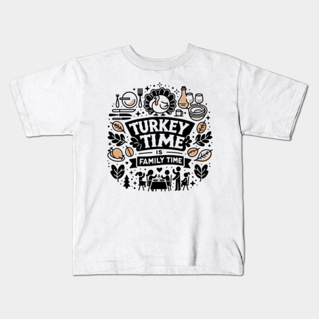 Turkey and Gratitude on the Menu Kids T-Shirt by Frank Ring