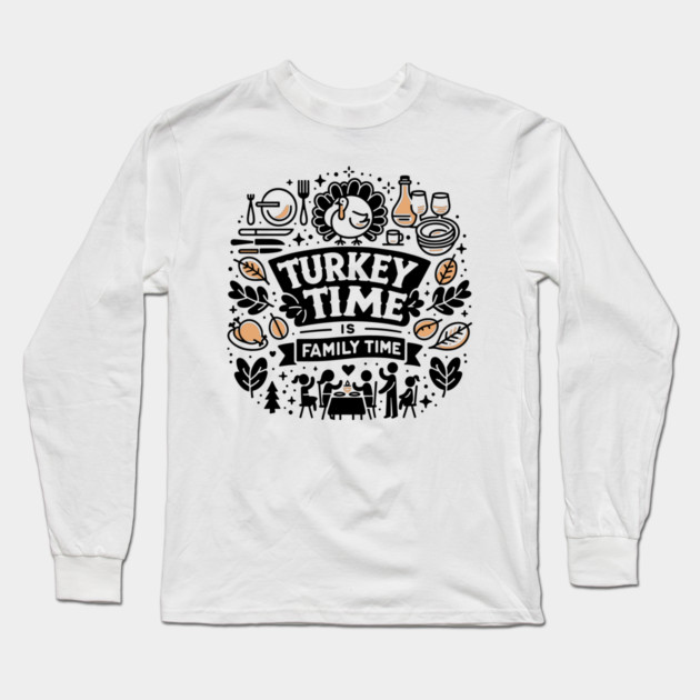 Turkey and Gratitude on the Menu Long Sleeve T-Shirt by Frank Ring