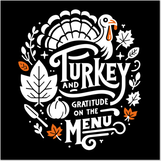 Turkey and Gratitude on the Menu Wall Art by Frank Ring