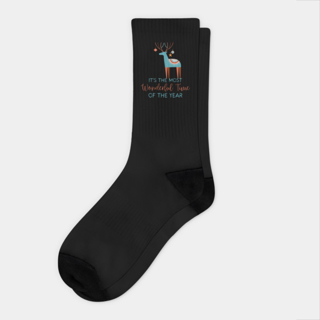 It's The Most Wonderful Time Of The Year Reindeer Socks by The WYLD Tribe