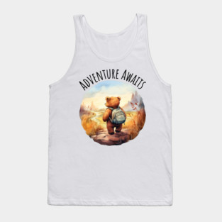 Adventure Awaits Adorable Bear camping backpacking design Tank Top