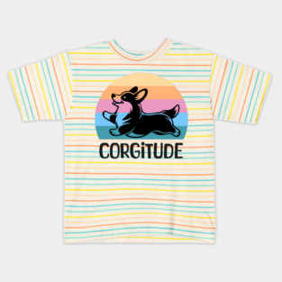 Corgitude Corgi Attitude on Colorful Sunset Kids T-Shirt