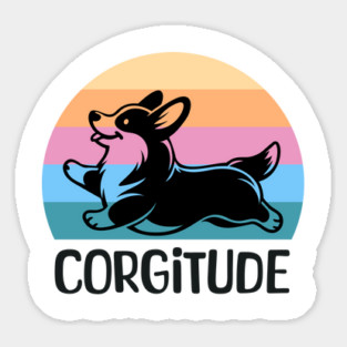 Corgitude Corgi Attitude on Colorful Sunset Magnet