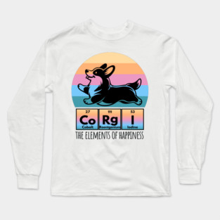 Fun Corgi Happiness Periodic Table of Elements Sunset design Long Sleeve T-Shirt