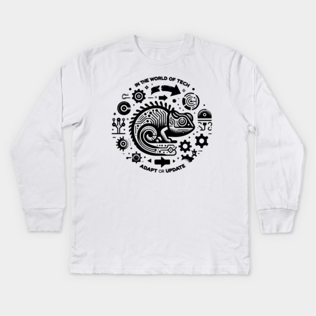In The World of Tech Adapt or Update Kids Long Sleeve T-Shirt by Frank Ring