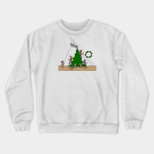 Mice Christmas tree decorating party Crewneck Sweatshirt