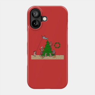 Mice Christmas tree decorating party Phone Case