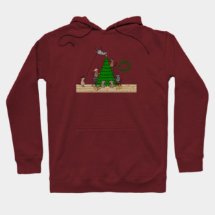 Mice Christmas tree decorating party Hoodie