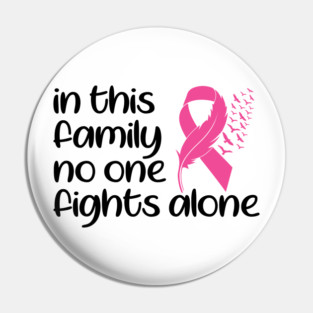 In This Family Nobody Fights Alone Breast Cancer Awareness Pink Cancer Ribbon Support Pin