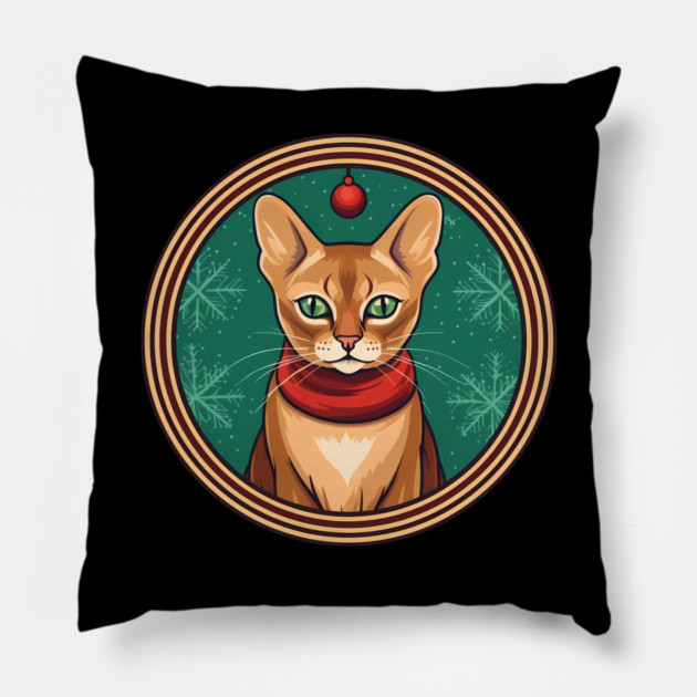 Abyssinian Cat Xmas, Love Cats Pillow by logiamerch