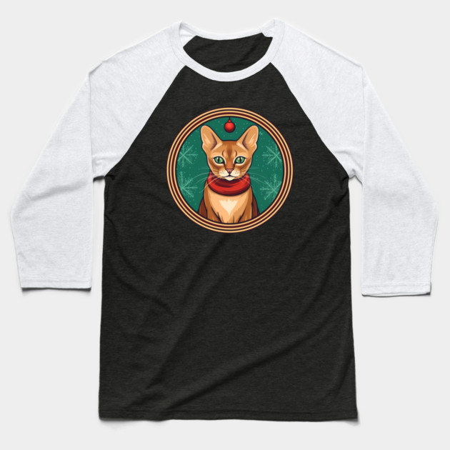Abyssinian Cat Xmas, Love Cats Baseball T-Shirt by logiamerch