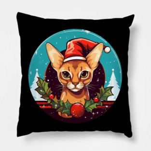 Abyssinian Xmas, Love Cats Pillow