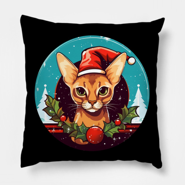 Abyssinian Xmas, Love Cats Pillow by logiamerch