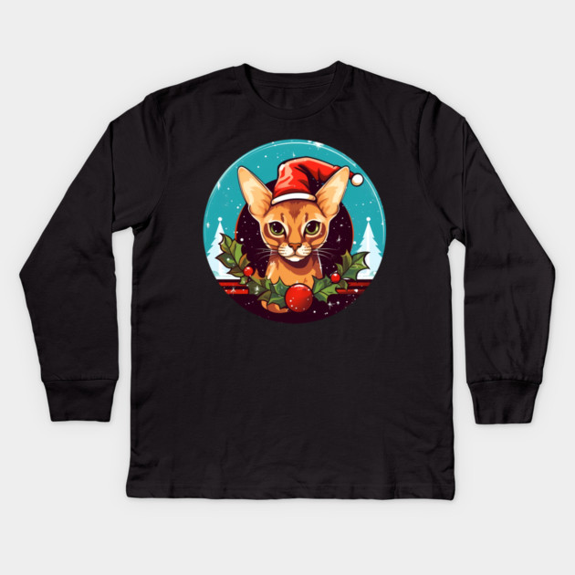 Abyssinian Xmas, Love Cats Kids Long Sleeve T-Shirt by logiamerch