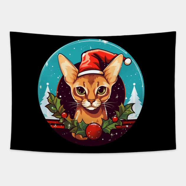 Abyssinian Xmas, Love Cats Tapestry by logiamerch