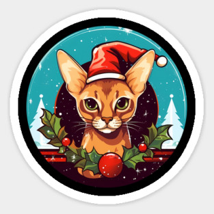 Abyssinian Xmas, Love Cats Sticker