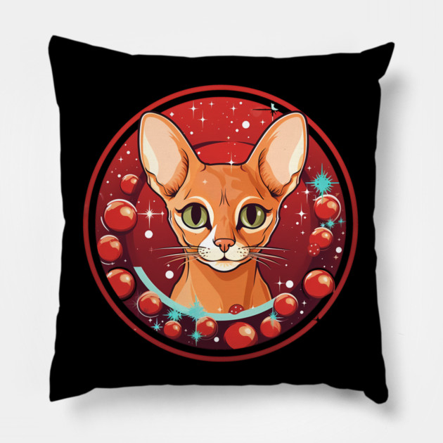 Abyssinian Xmas, Love Cats Pillow by logiamerch