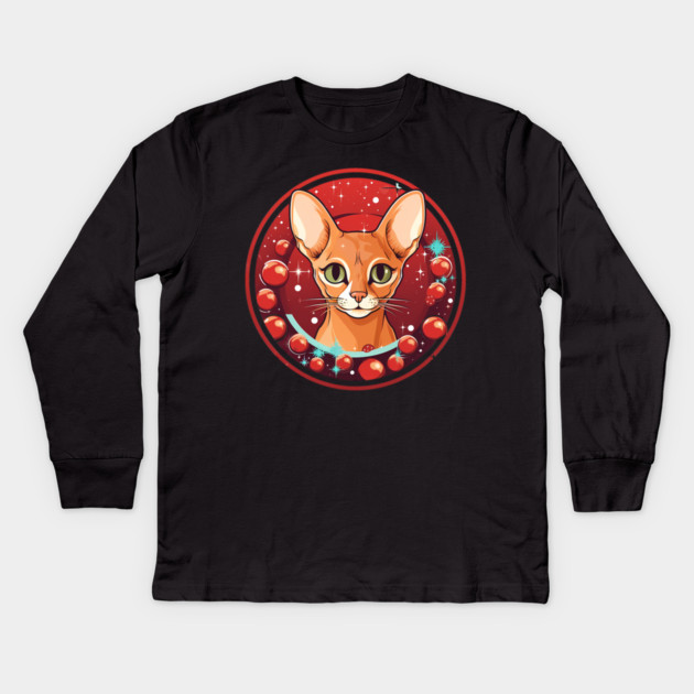 Abyssinian Xmas, Love Cats Kids Long Sleeve T-Shirt by logiamerch