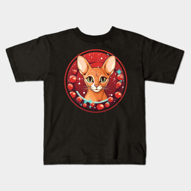 Abyssinian Xmas, Love Cats Kids T-Shirt by logiamerch