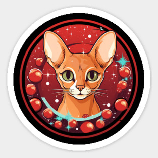 Abyssinian Xmas, Love Cats Sticker