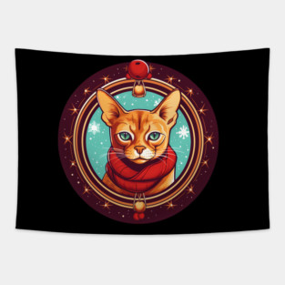 Abyssinian Cat Xmas, Love Cats Tapestry