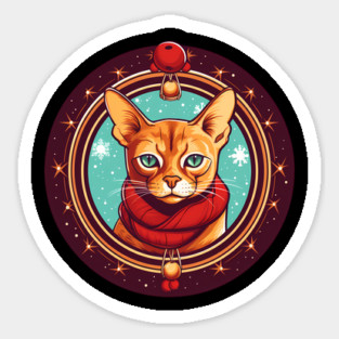 Abyssinian Cat Xmas, Love Cats Sticker