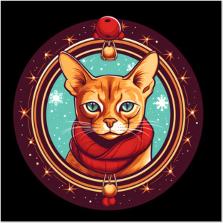 Abyssinian Cat Xmas, Love Cats Posters and Art