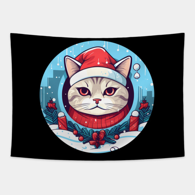 American Shorthair Cat Xmas, Love Cats Tapestry by logiamerch