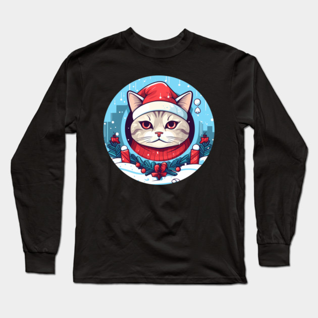 American Shorthair Cat Xmas, Love Cats Long Sleeve T-Shirt by logiamerch
