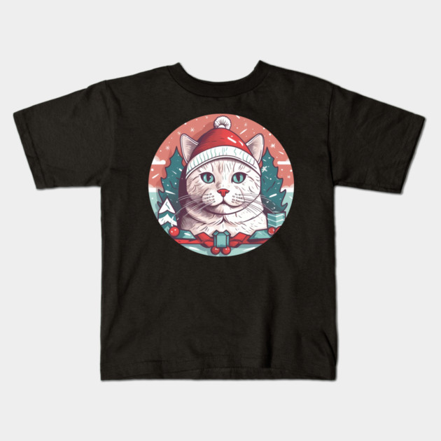 American Shorthair Cat Xmas, Love Cats Kids T-Shirt by logiamerch