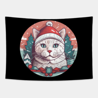 American Shorthair Cat Xmas, Love Cats Tapestry