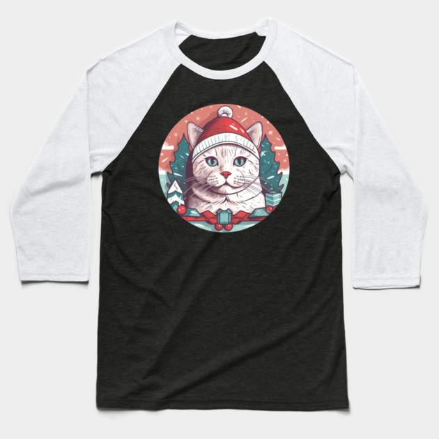 American Shorthair Cat Xmas, Love Cats Baseball T-Shirt by logiamerch