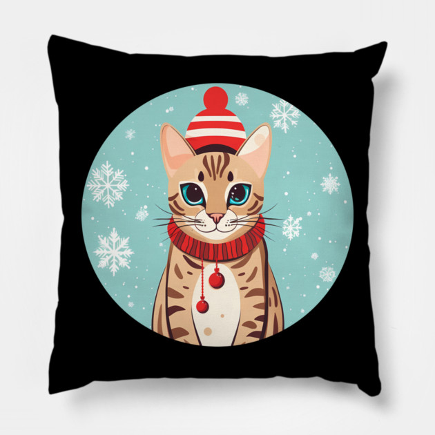 Bengal Cat Xmas, Love Cats Pillow by logiamerch