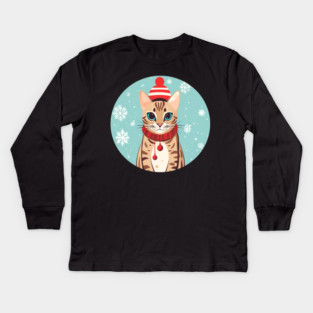 Bengal Cat Xmas, Love Cats Kids Long Sleeve T-Shirt