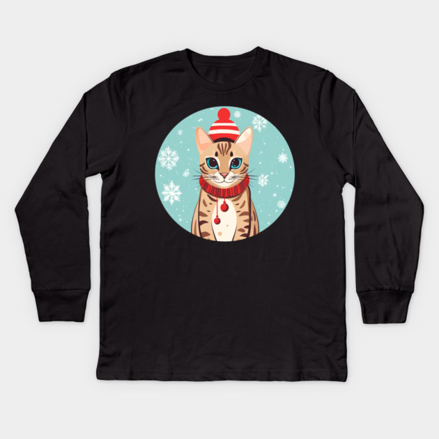 Bengal Cat Xmas, Love Cats Kids Long Sleeve T-Shirt by logiamerch
