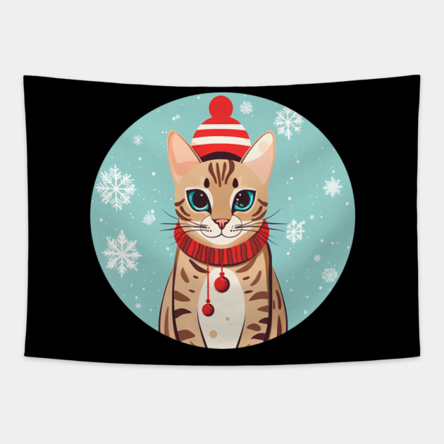 Bengal Cat Xmas, Love Cats Tapestry by logiamerch