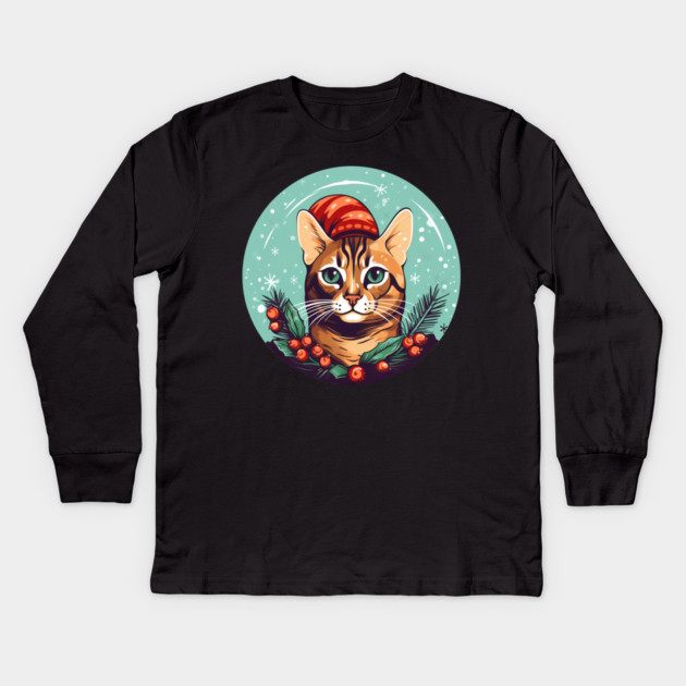 Bengal Cat Xmas, Love Cats Kids Long Sleeve T-Shirt by logiamerch