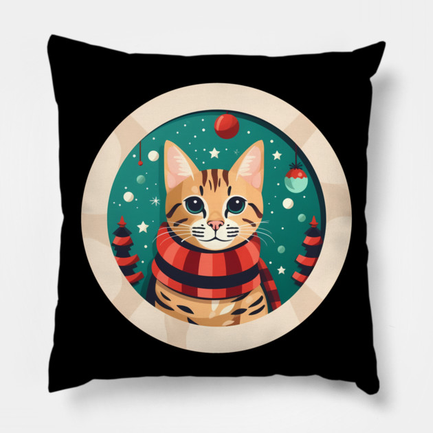 Bengal Cat Xmas, Love Cats Pillow by logiamerch