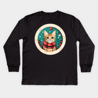 Bengal Cat Xmas, Love Cats Kids Long Sleeve T-Shirt